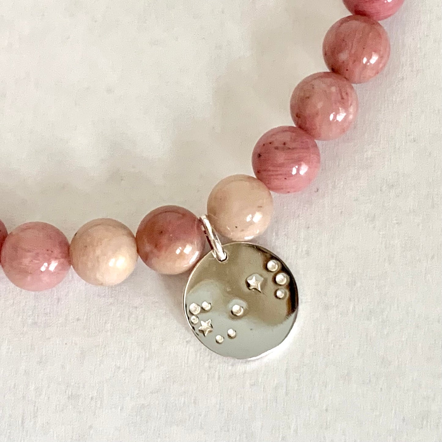 Scorpio Constellation Gemstone Bracelet with Sterling Silver Charm, 6mm