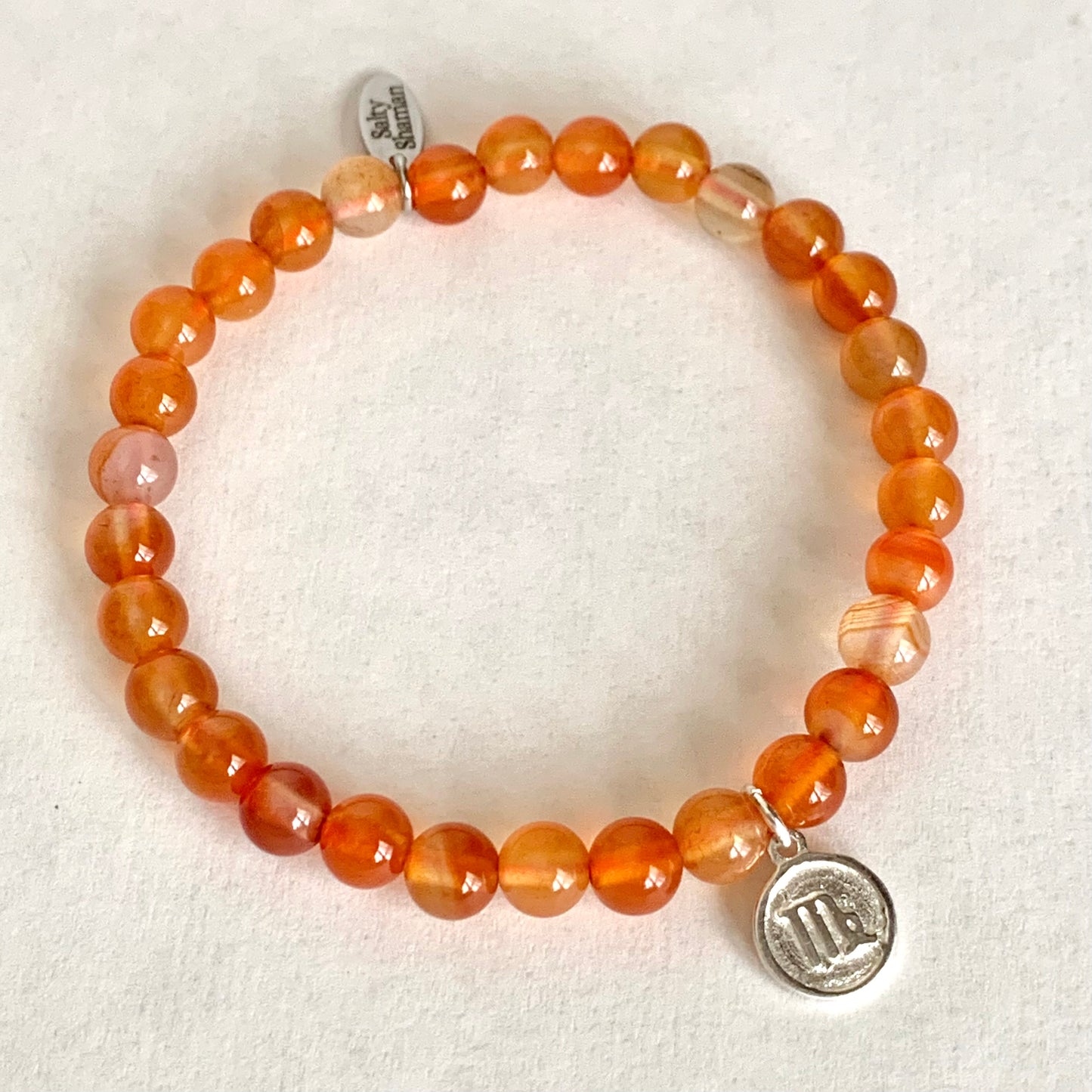 Virgo Gemstone Bracelet with Sterling Silver Charm, 6mm