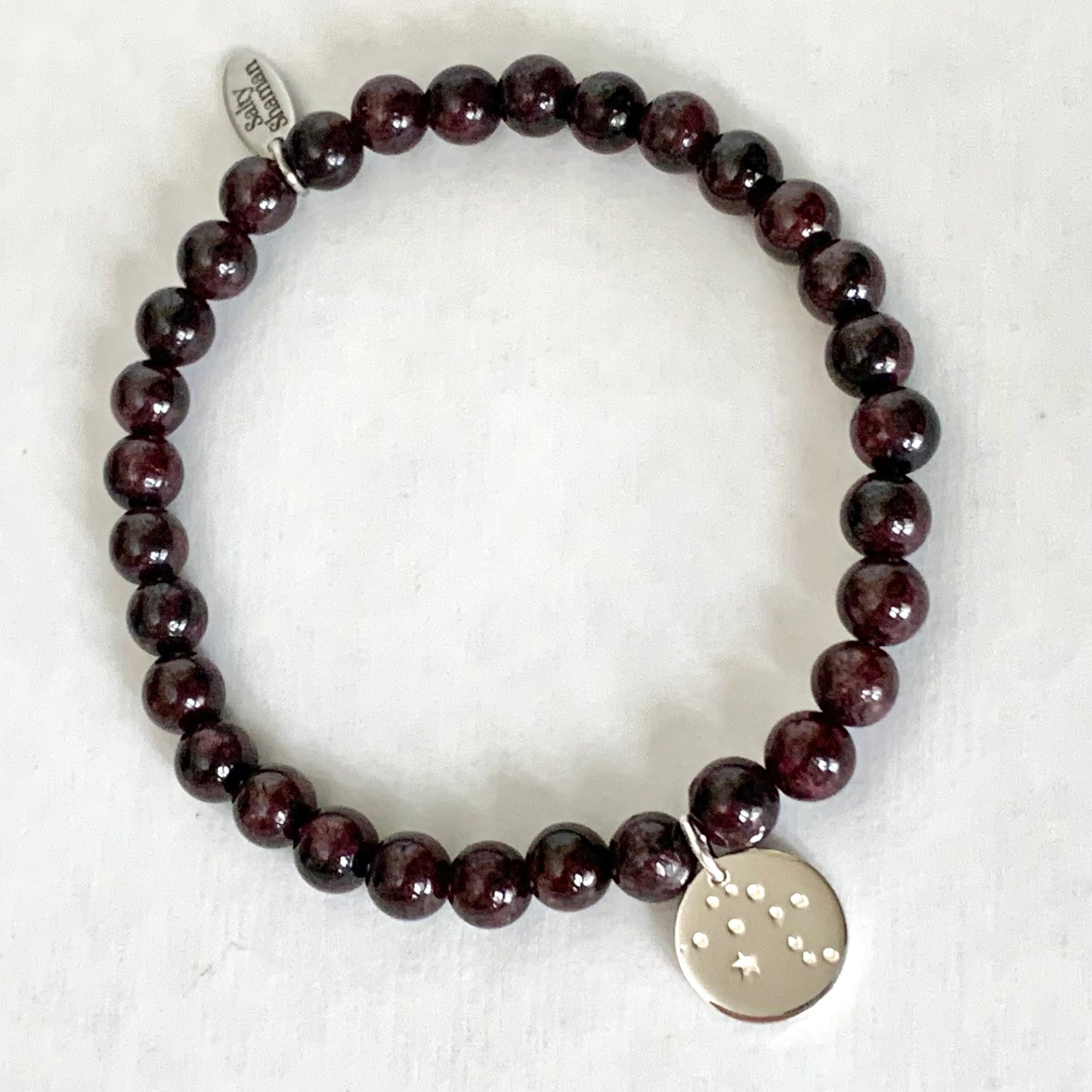 Aquarius Constellation Gemstone Bracelet with Sterling Silver Charm, 6mm
