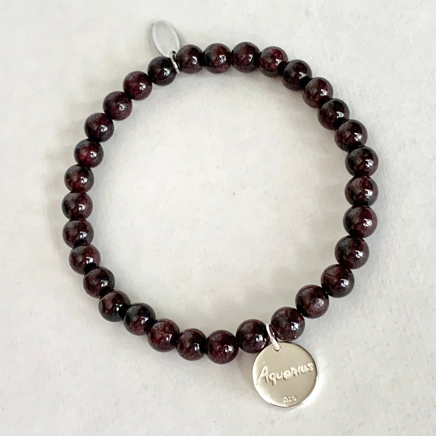 Aquarius Constellation Gemstone Bracelet with Sterling Silver Charm, 6mm
