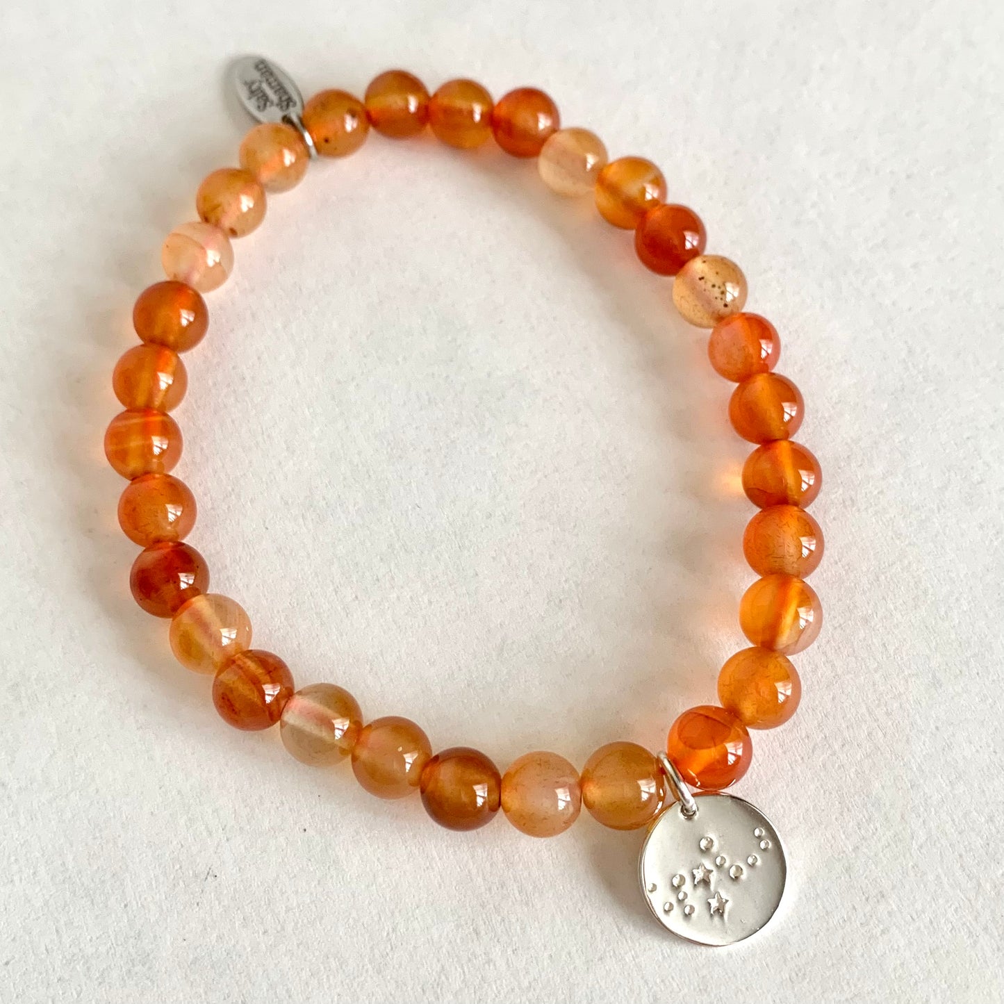 Virgo Constellation Gemstone Bracelet with Sterling Silver Charm, 6mm