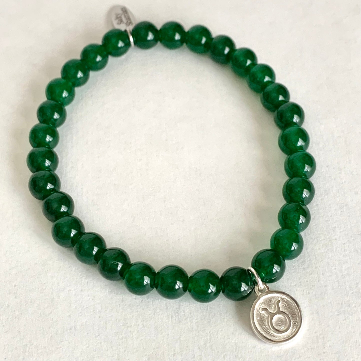 Taurus Gemstone Bracelet with Sterling Silver Charm, 6mm