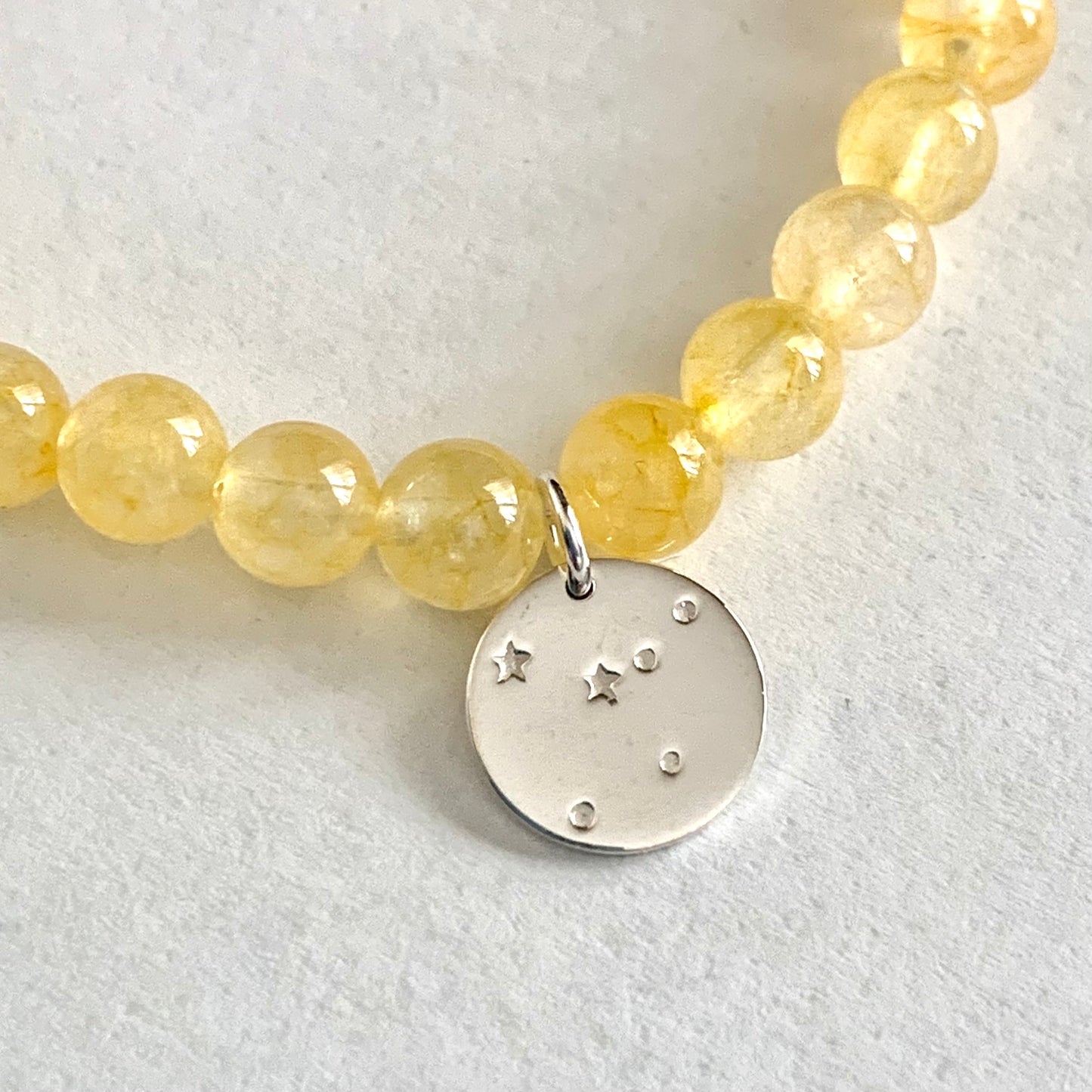 Cancer Constellation Gemstone Bracelet with Sterling Silver Charm 6mm