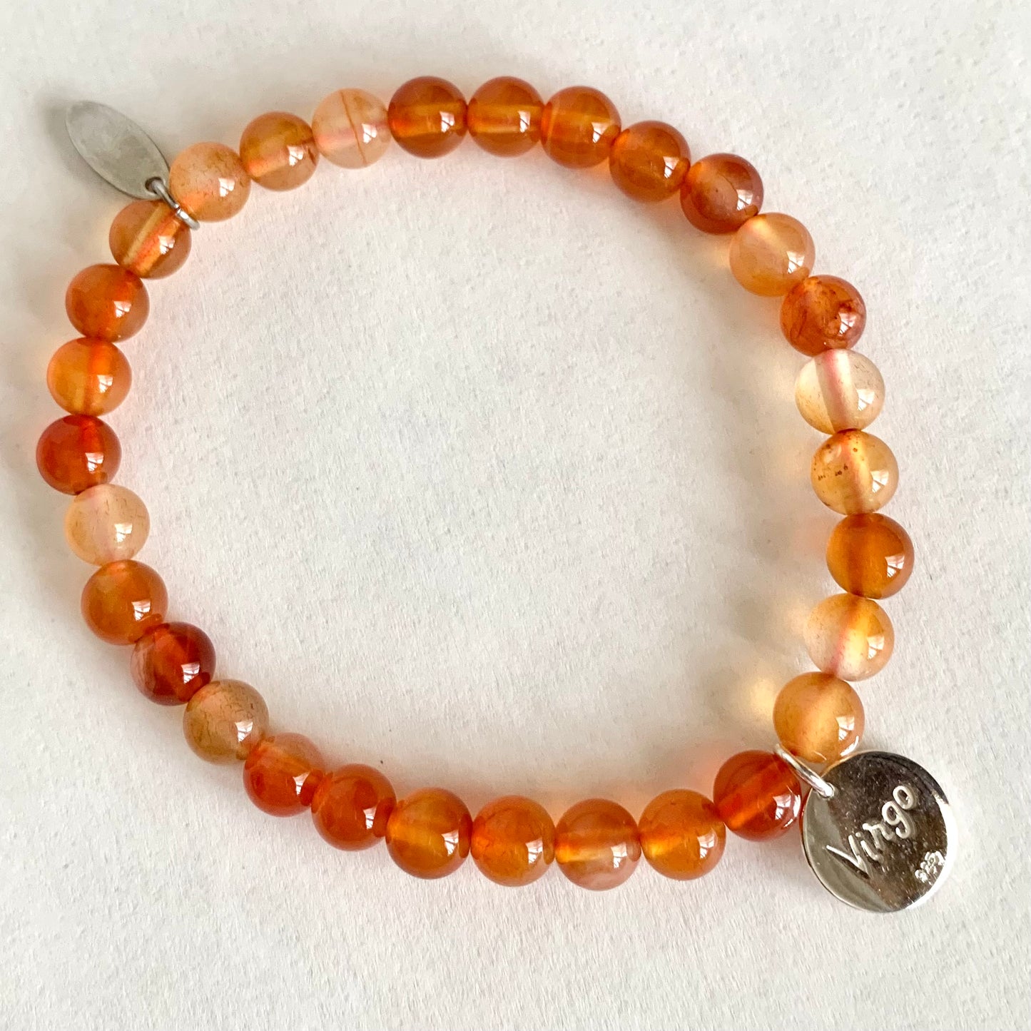 Virgo Constellation Gemstone Bracelet with Sterling Silver Charm, 6mm
