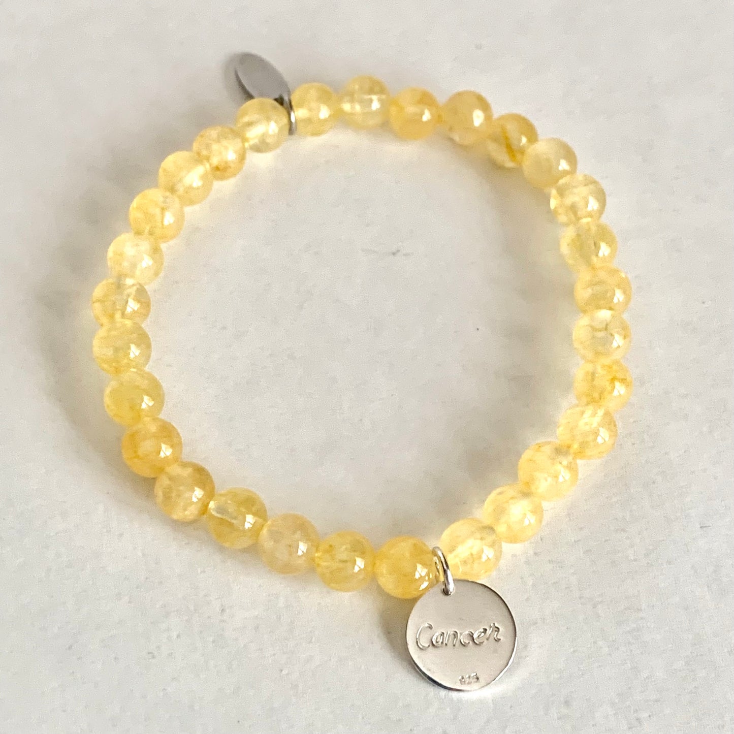 Cancer Constellation Gemstone Bracelet with Sterling Silver Charm 6mm