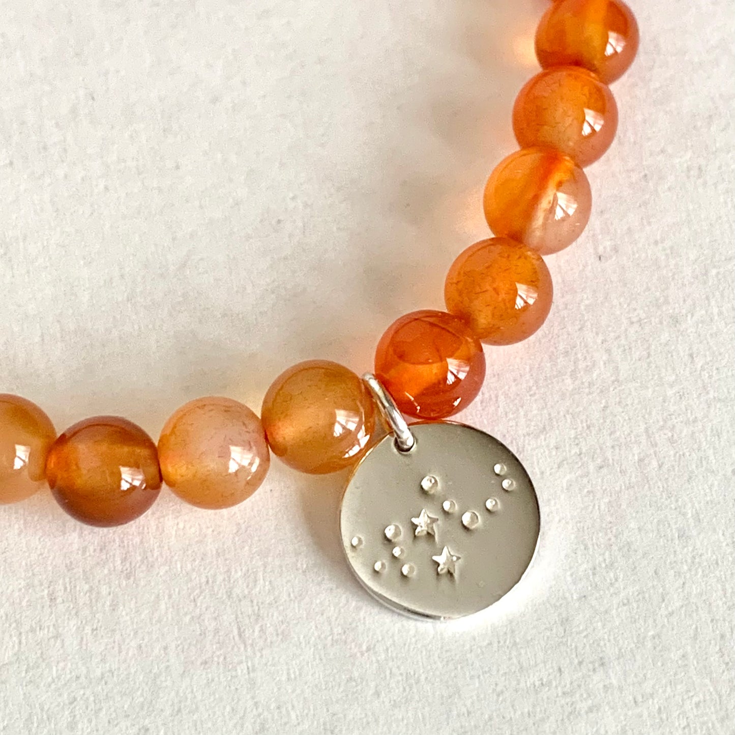 Virgo Constellation Gemstone Bracelet with Sterling Silver Charm, 6mm