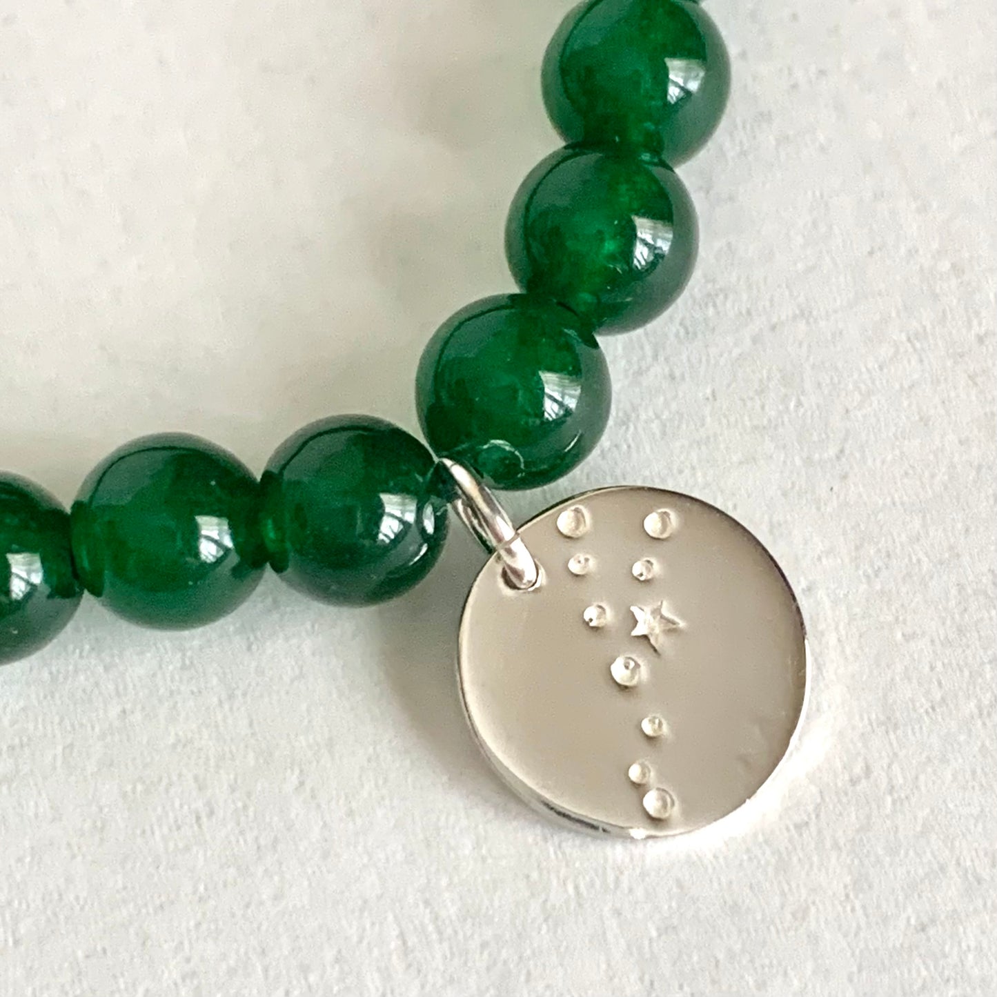 Taurus Constellation Gemstone Bracelet with Sterling Silver Charm, 6mm