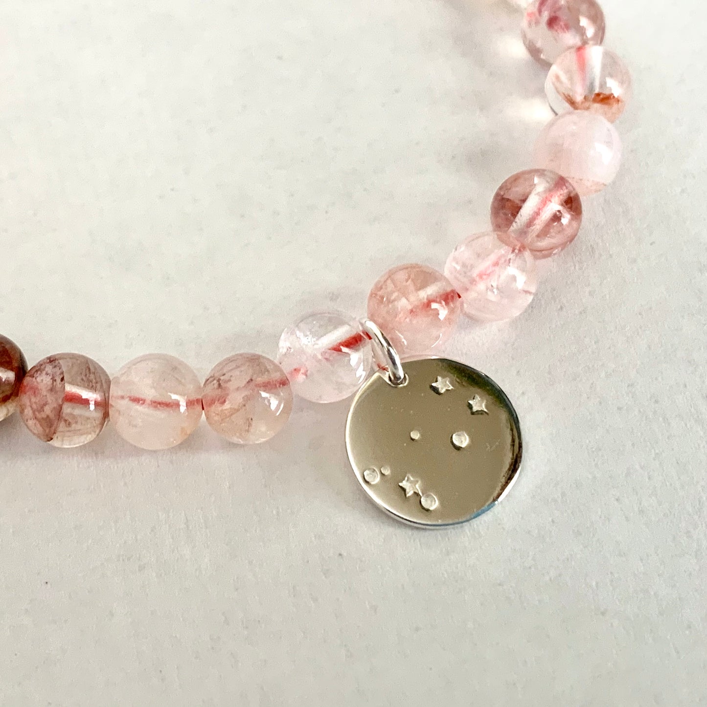 Gemini Constellation Gemstone Bracelet with Sterling Silver Charm, 6mm