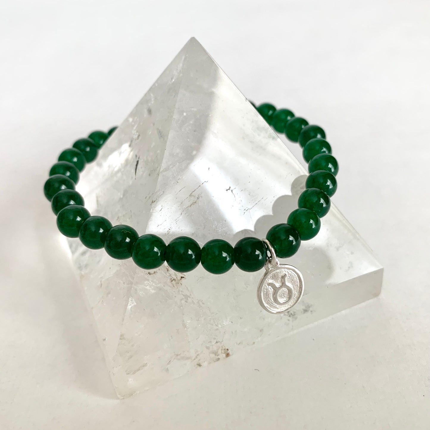 Taurus Gemstone Bracelet with Sterling Silver Charm, 6mm