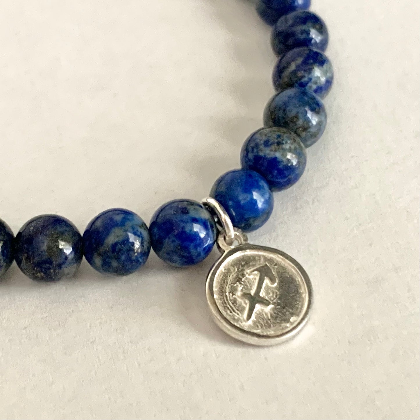 Sagittarius Gemstone Bracelet with Sterling Silver Charm, 6mm