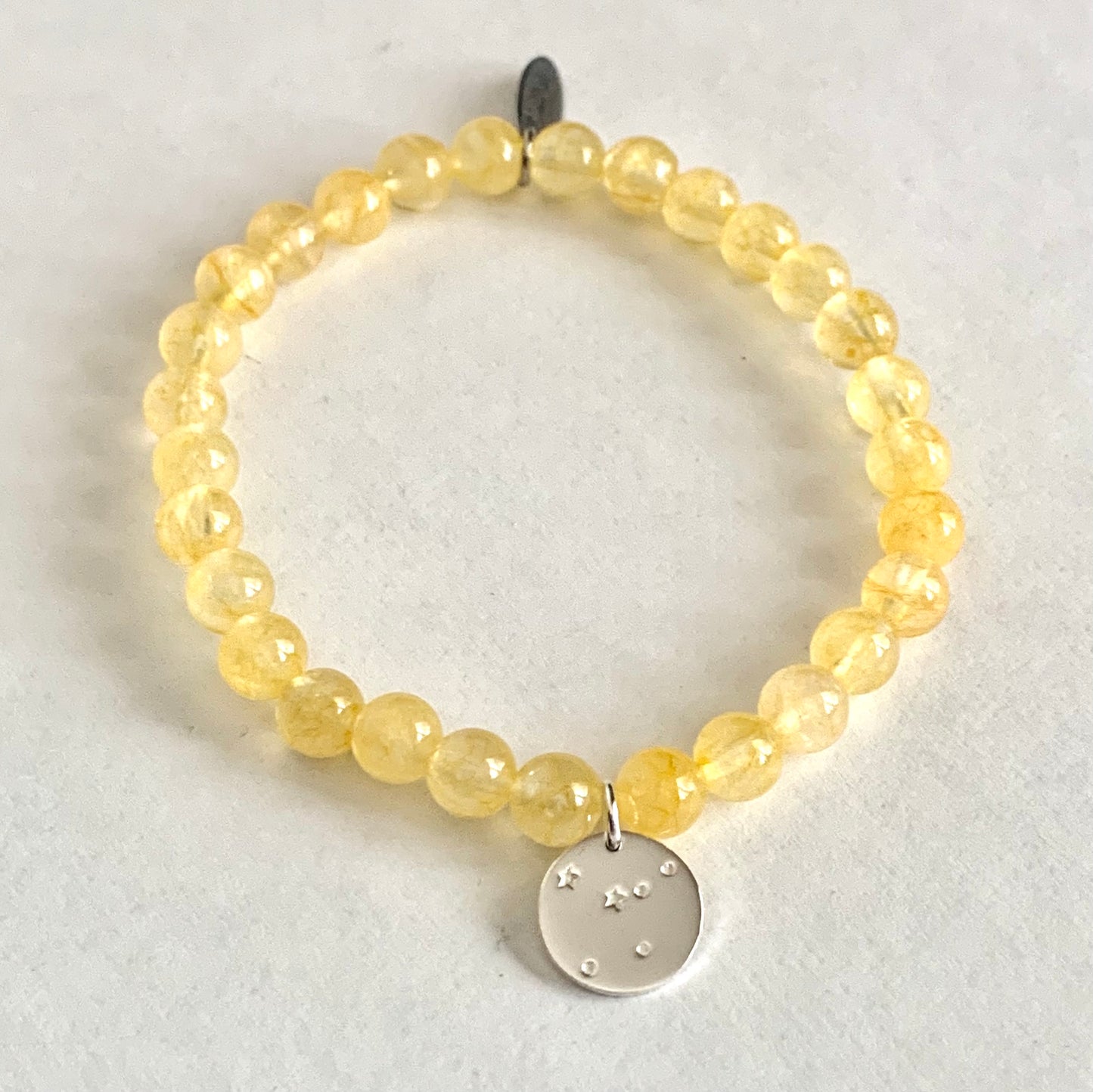 Cancer Constellation Gemstone Bracelet with Sterling Silver Charm 6mm