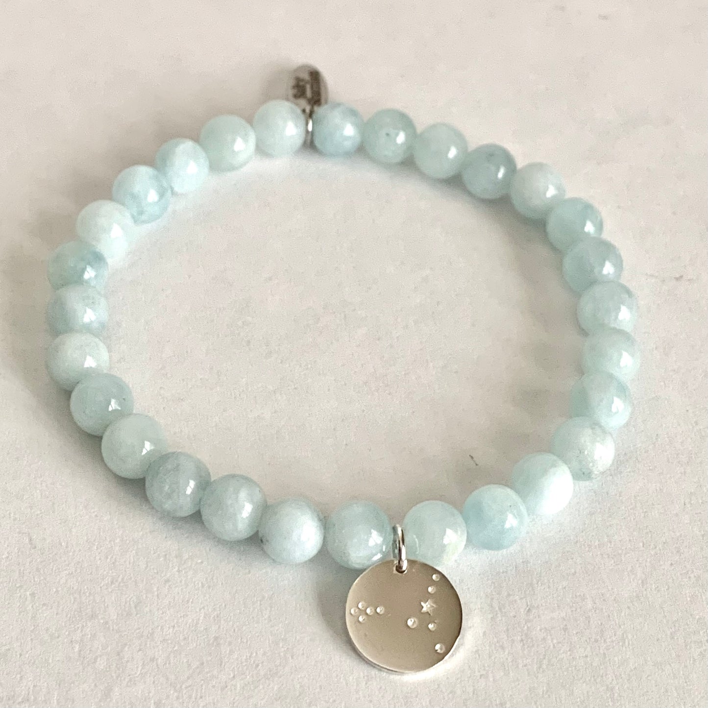 Pisces Constellation Gemstone Bracelet with Sterling Silver Charm, 6mm