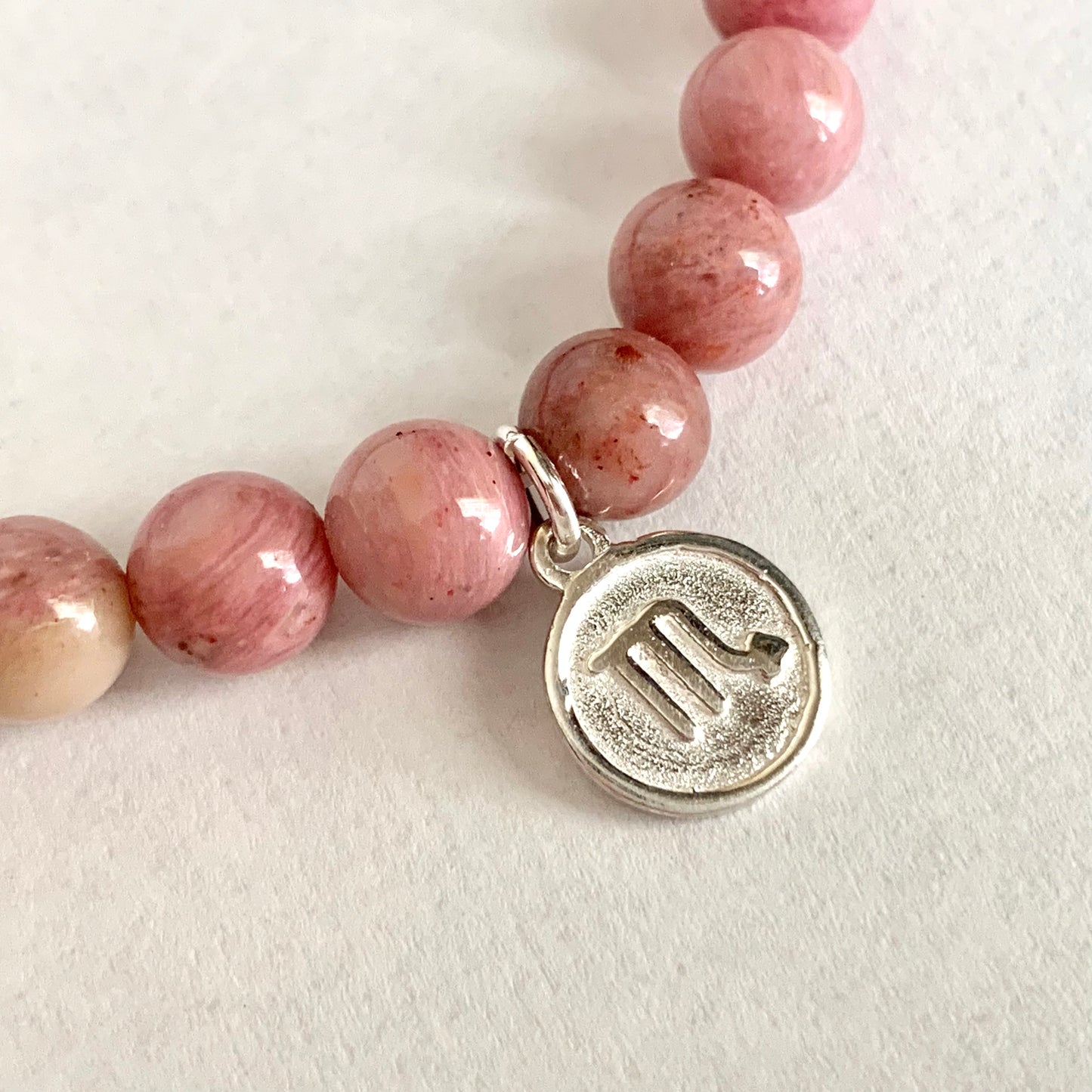 Scorpio Gemstone Bracelet with Sterling Silver Charm, 6mm