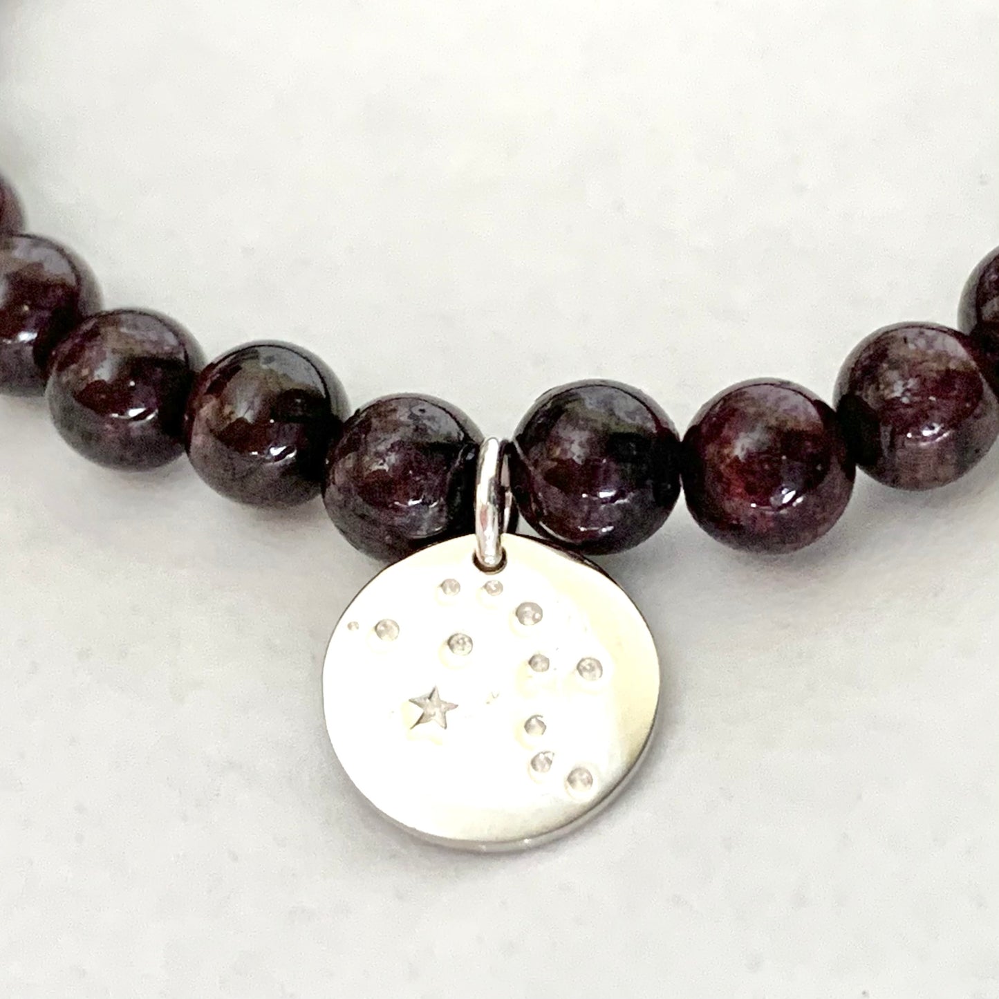 Aquarius Constellation Gemstone Bracelet with Sterling Silver Charm, 6mm