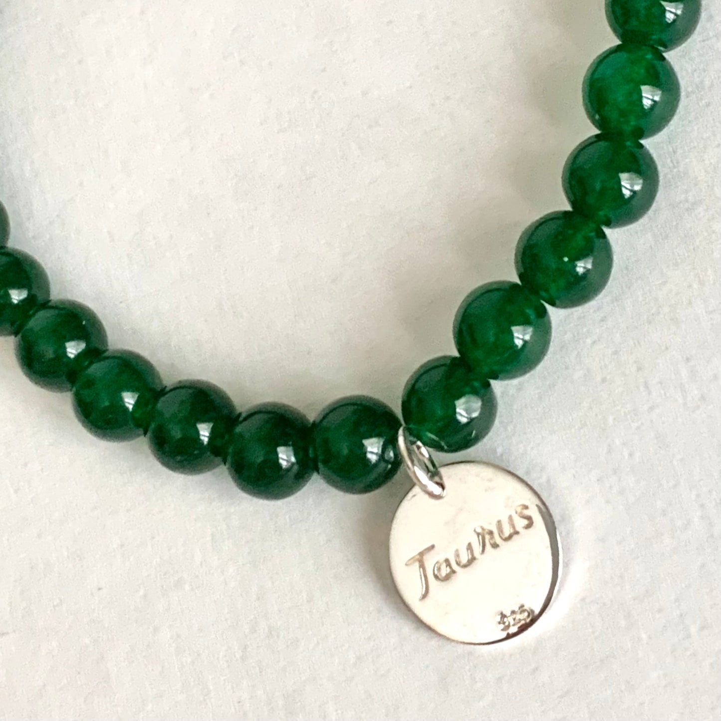 Taurus Constellation Gemstone Bracelet with Sterling Silver Charm, 6mm