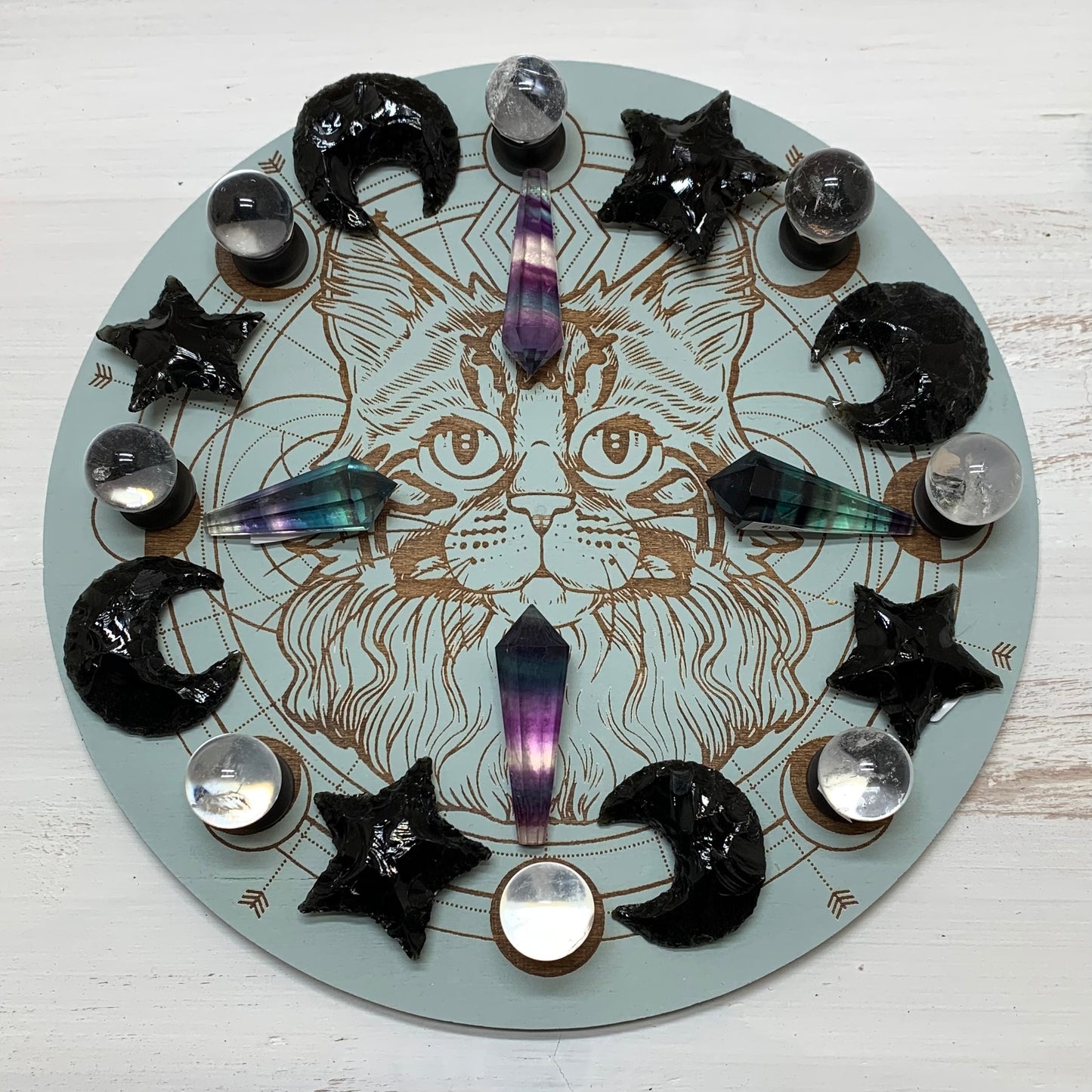 Cat Crystal Grid with Crystals Set, Ready Made