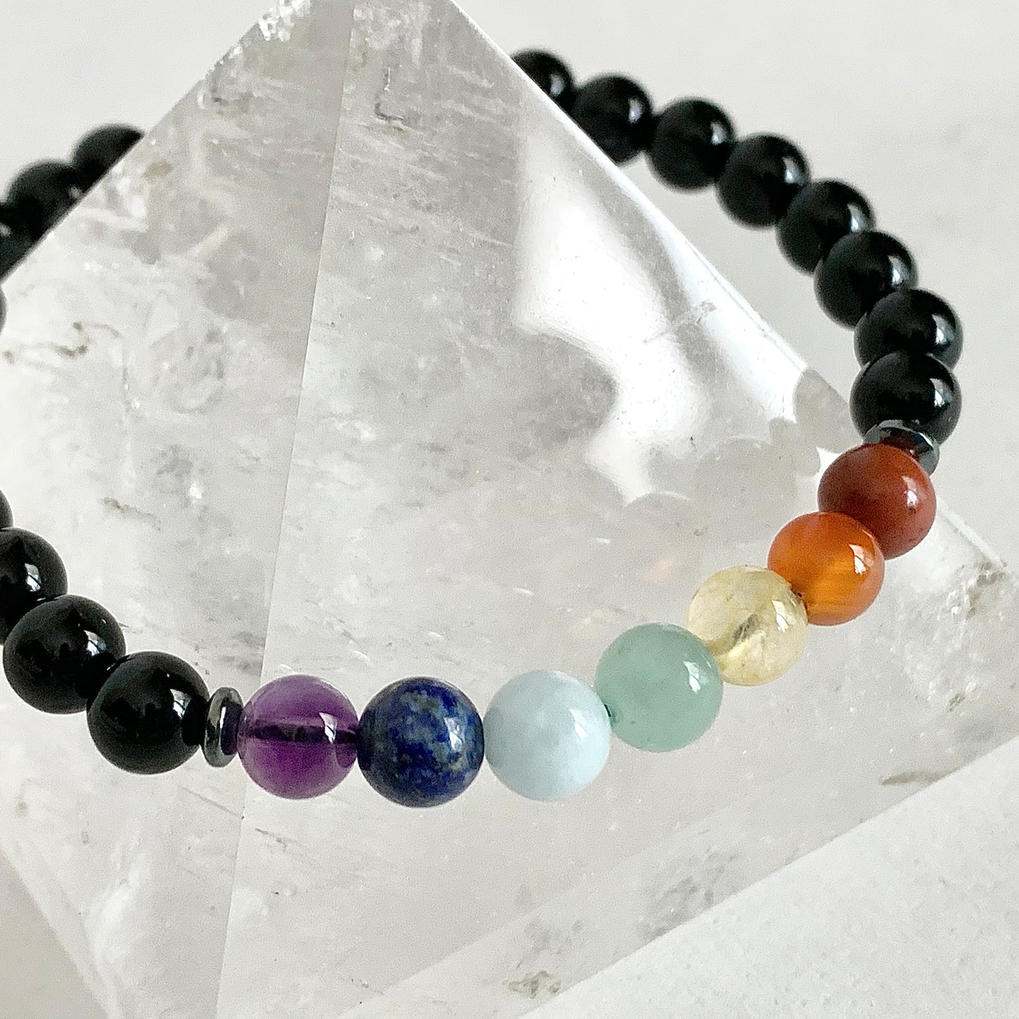 Chakras Gemstone Bracelet, Black Onyx