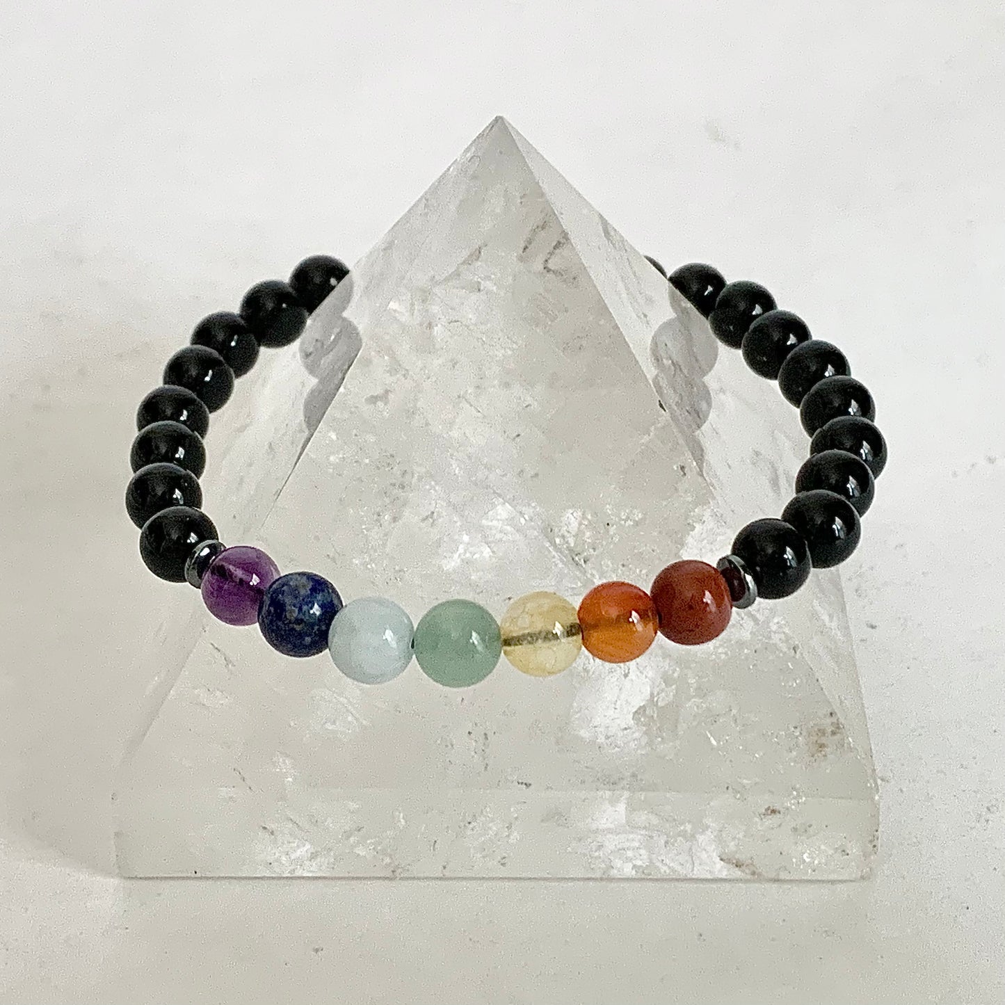 Chakras Gemstone Bracelet, Black Onyx