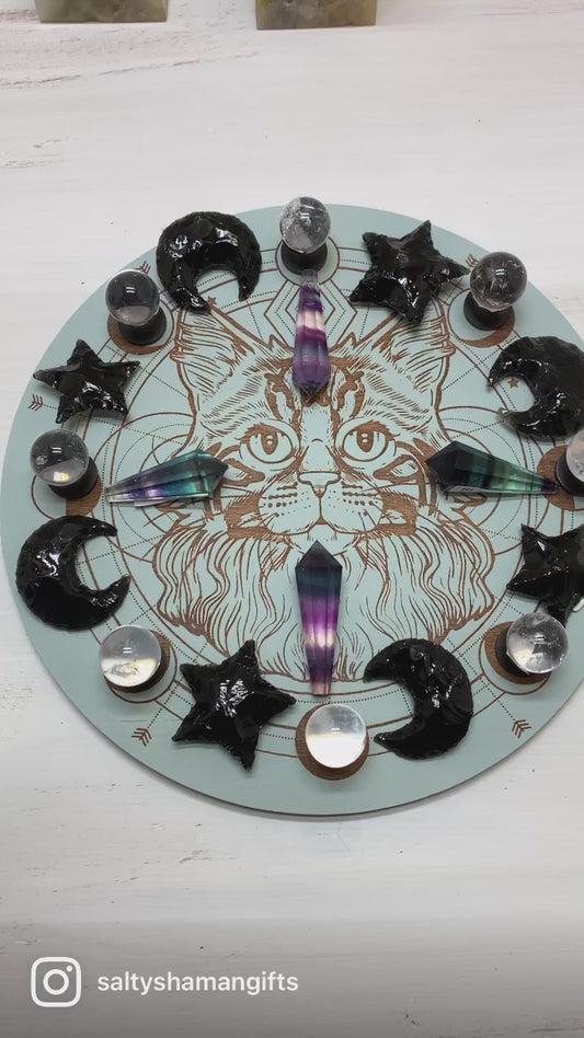 Cat Crystal Grid with Crystals Set, Ready Made
