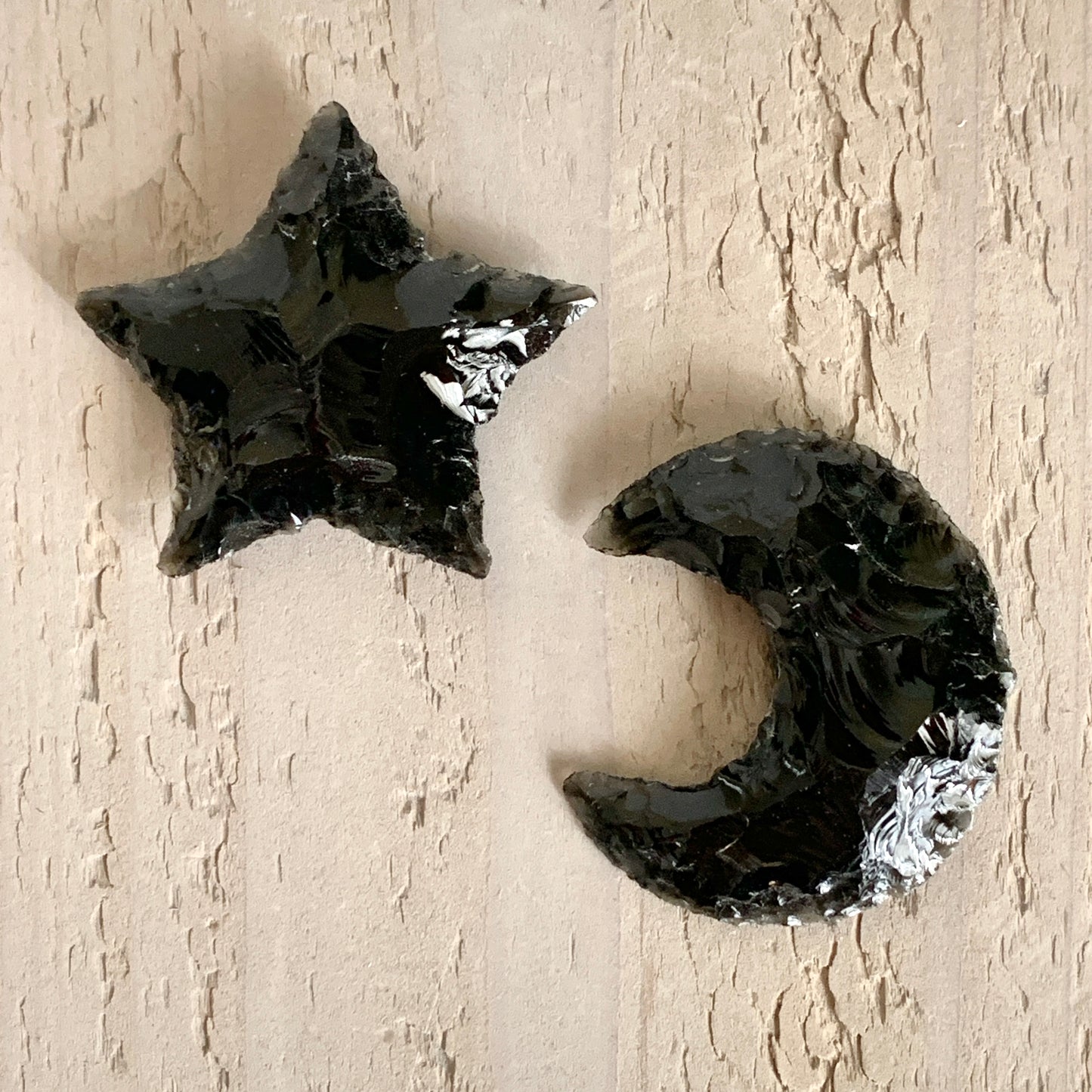 Moon & Star Black Obsidian Stone Set, Rough