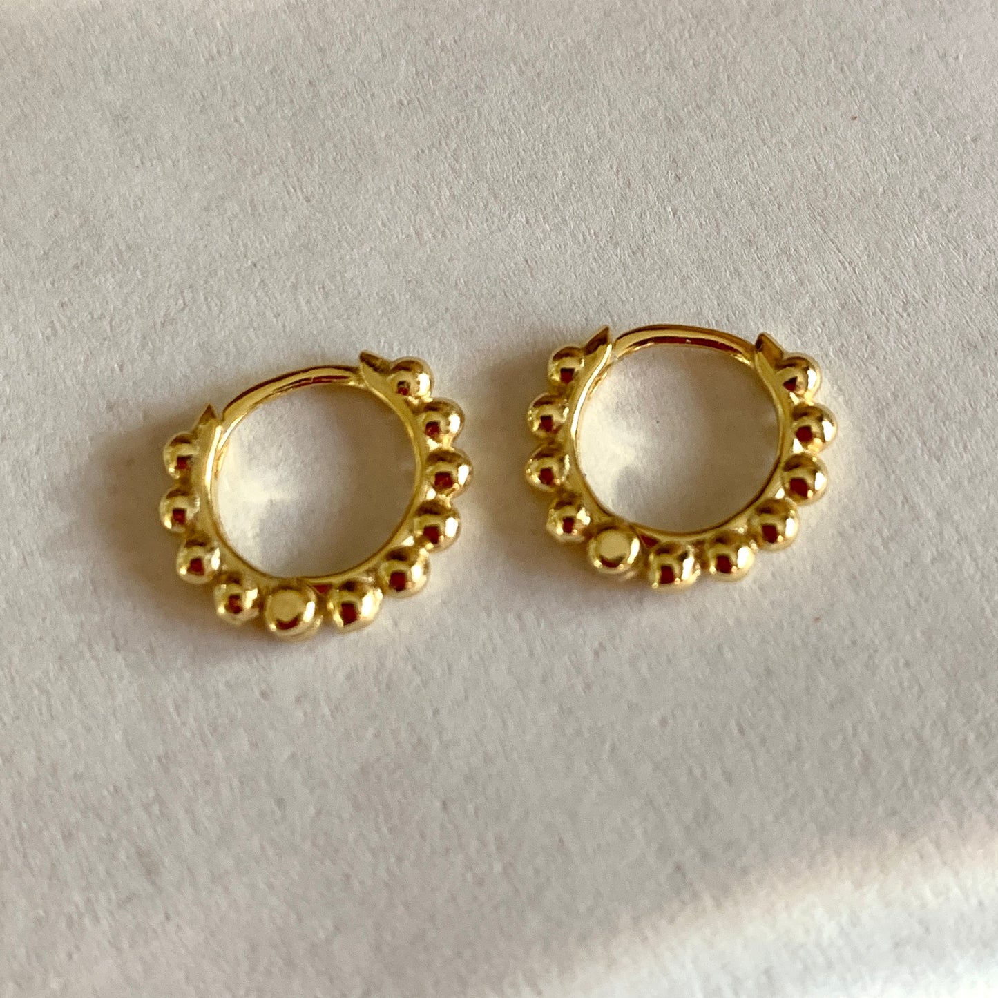 Beaded Hoop Earrings, Sterling Silver with 14K Gold Plating