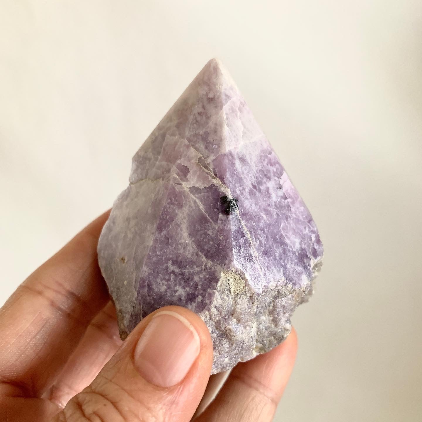 Lepidolite Point, Cut Base