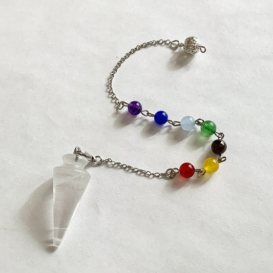 Chakra Clear Quartz Pendulum