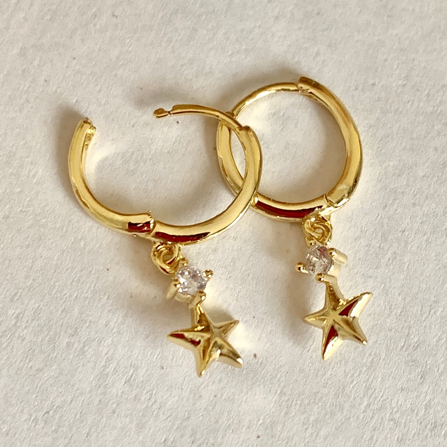 Wishing Star Earrings, Sterling Silver with 14K Gold Plating