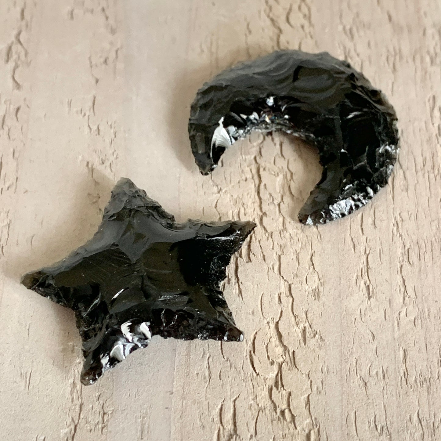 Moon & Star Black Obsidian Stone Set, Rough