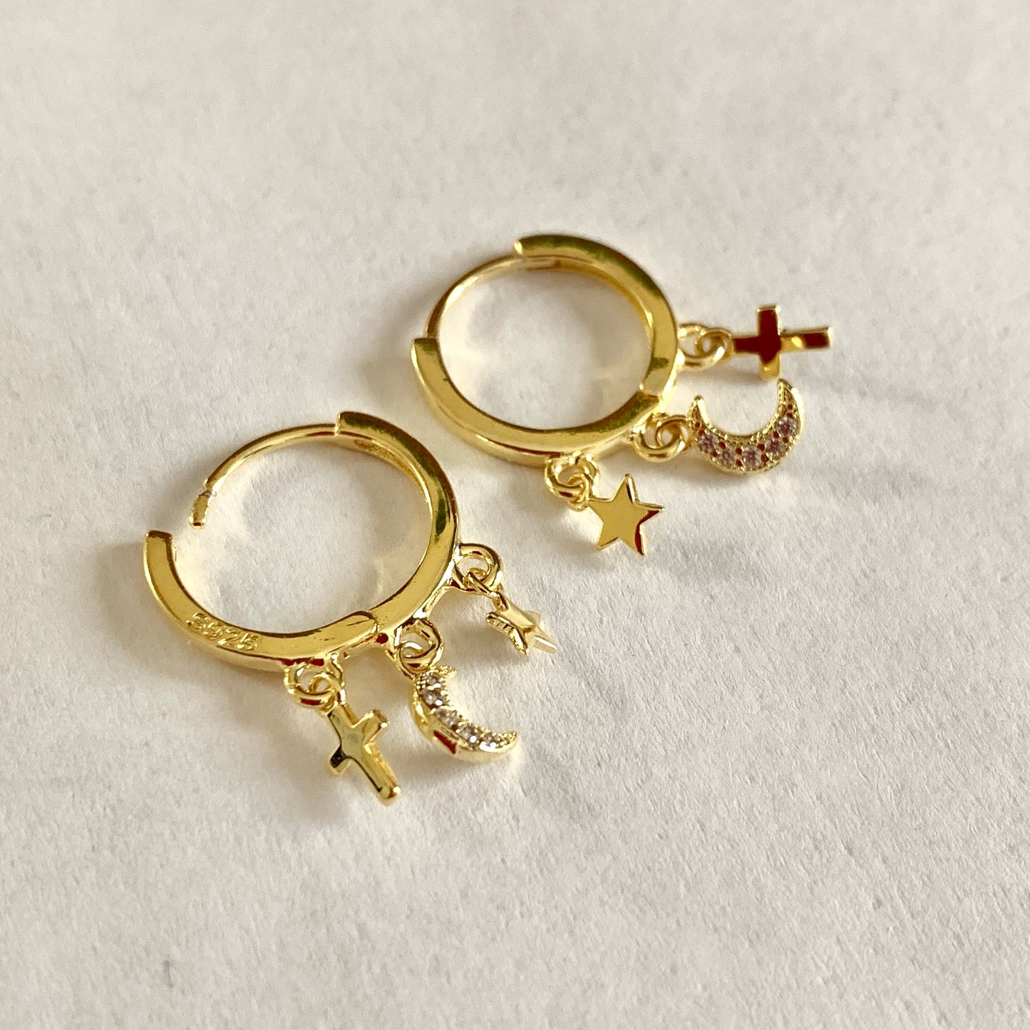 Trinity Earrings, Sterling Silver with 14K Gold Plating