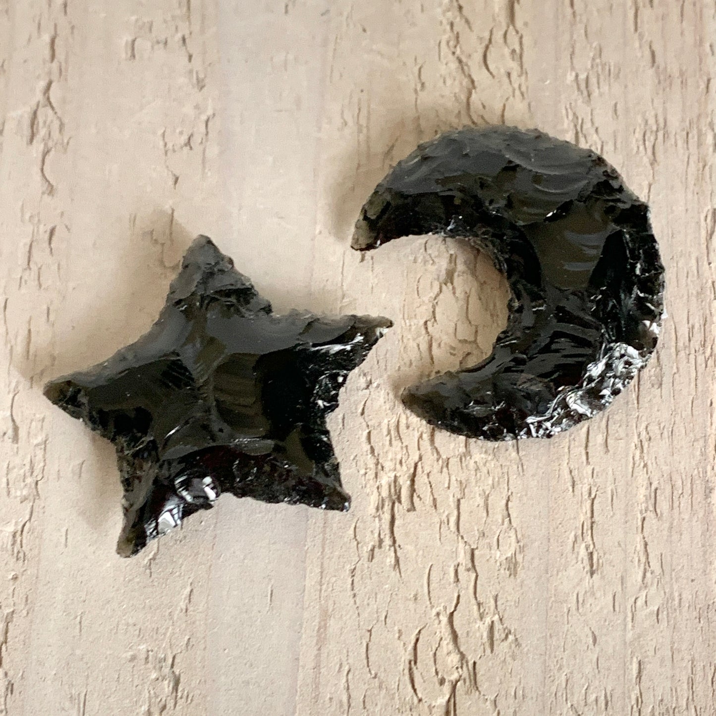 Moon & Star Black Obsidian Stone Set, Rough