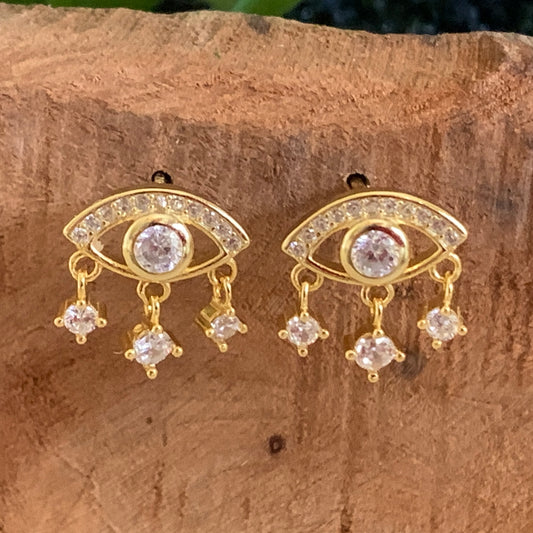 Evil Eye Post Earrings, Sterling Silver with 14K Gold Plating