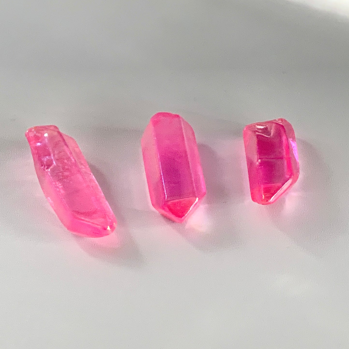 Pink Aura, Titanium-Coated Quartz Points Set, Tumbled