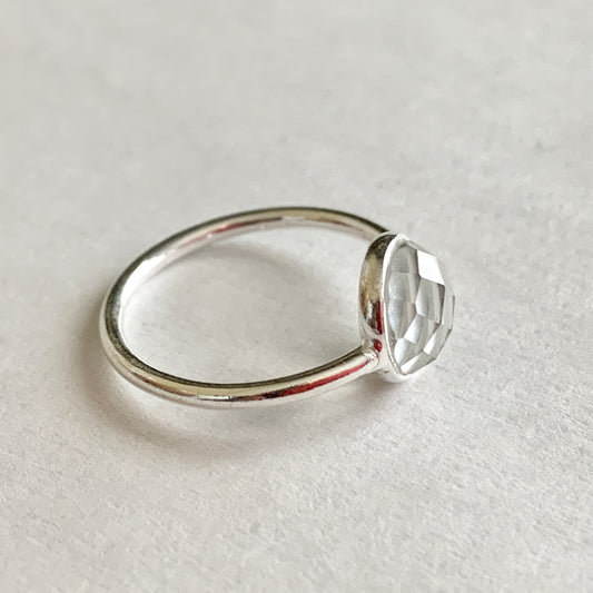 Clear Quartz Ring, Sterling Silver