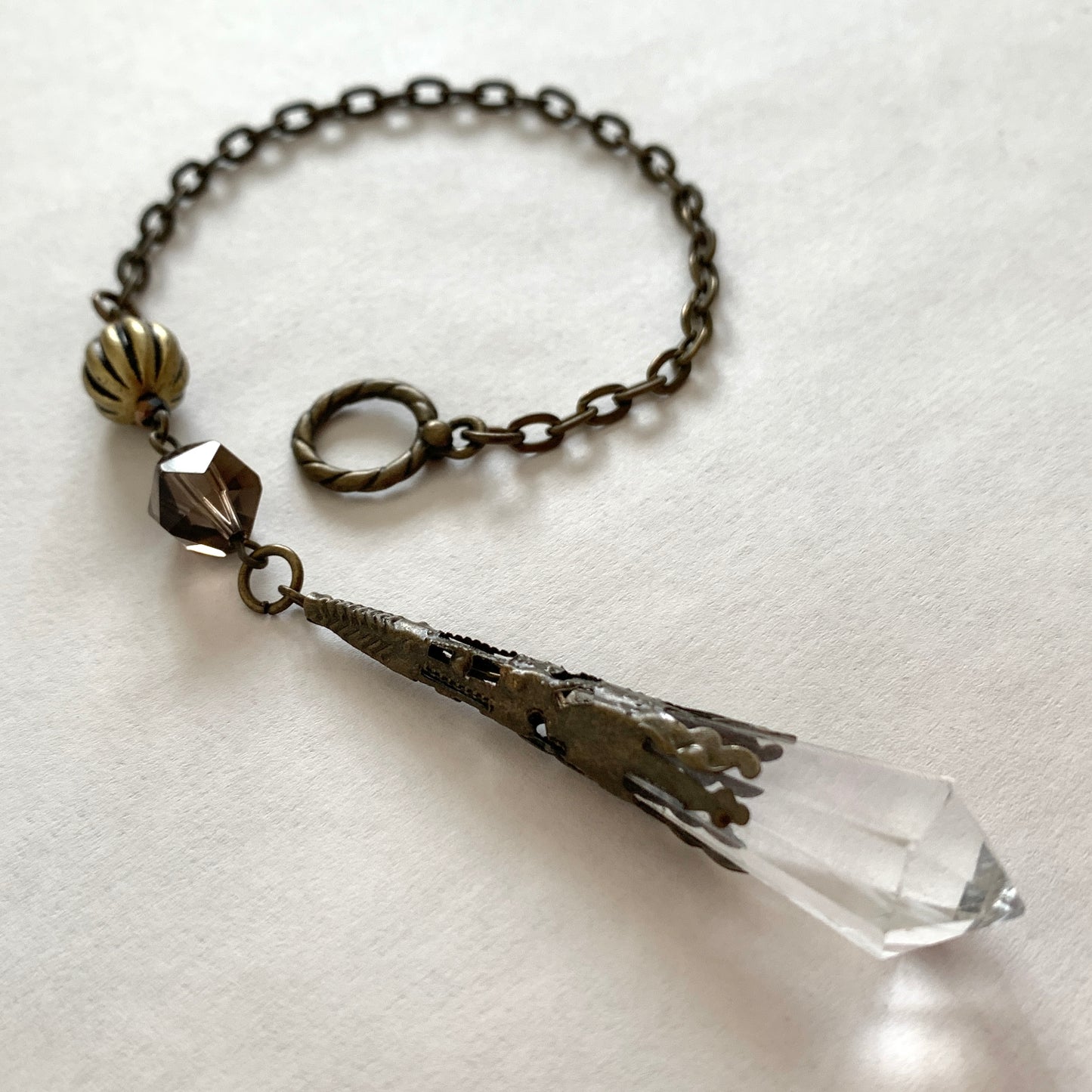 Clear Quartz Pendulum, handmade