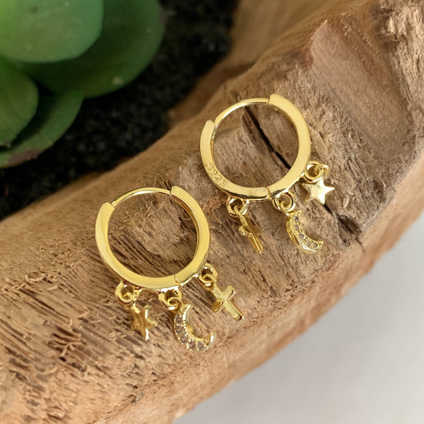 Trinity Earrings, Sterling Silver with 14K Gold Plating