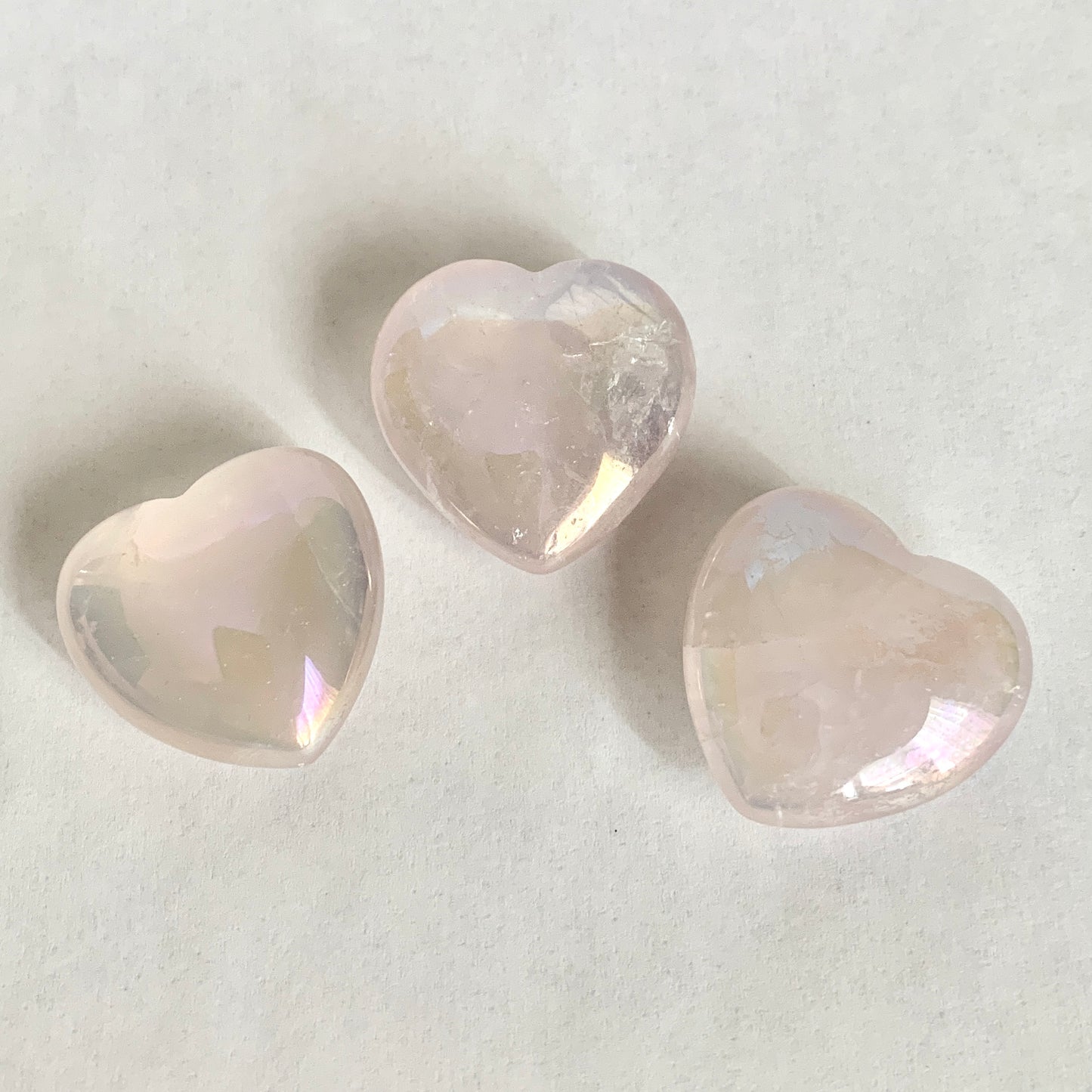 Angel Aura, Rose Quartz Heart Stone Set, Polished