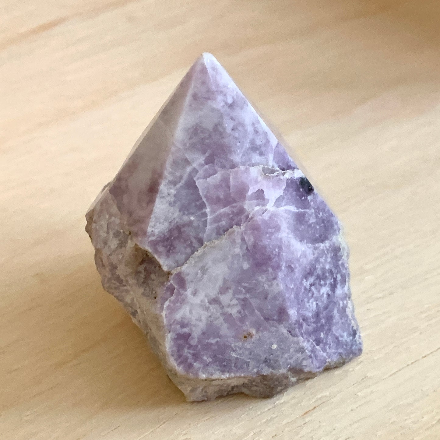 Lepidolite Point, Cut Base