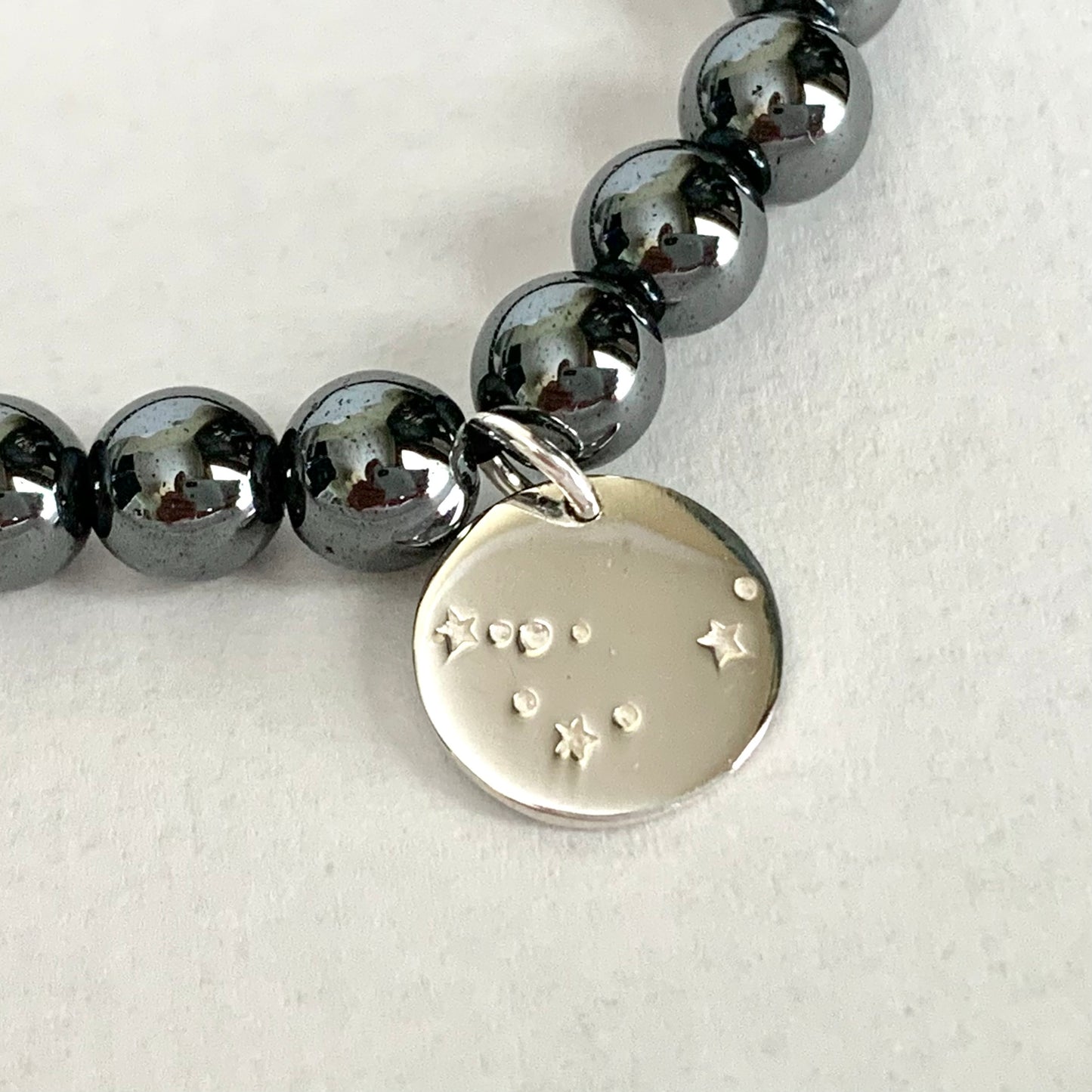Capricorn Constellation Gemstone Bracelet with Sterling Silver Charm, 6mm