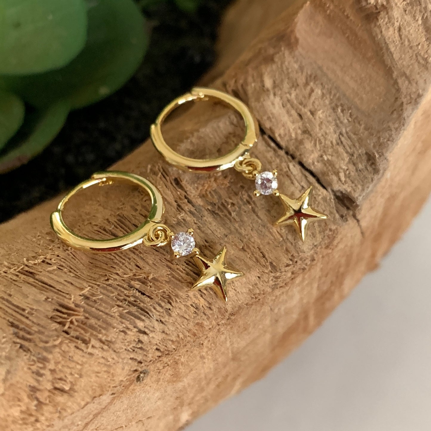 Wishing Star Earrings, Sterling Silver with 14K Gold Plating