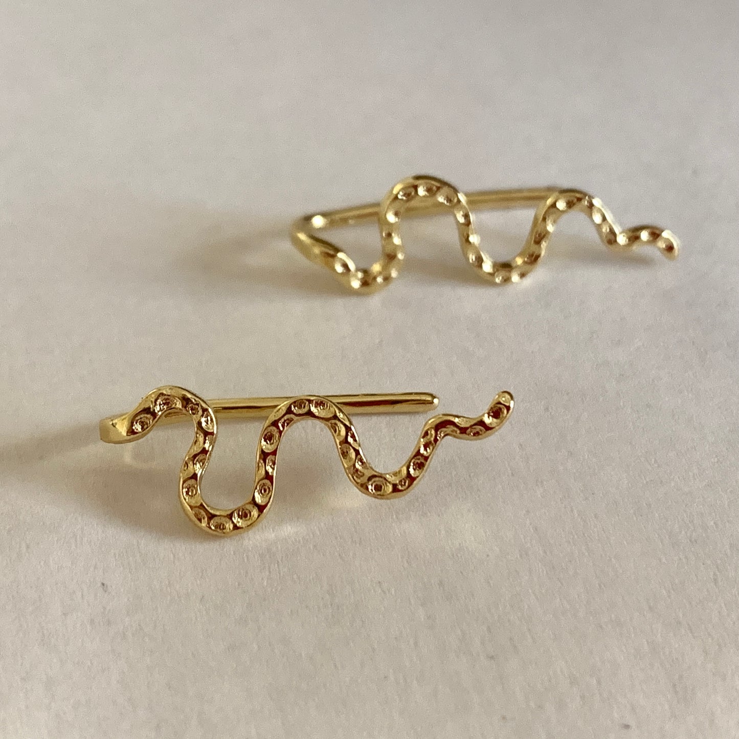 Snake Totem Earrings, Sterling Silver with 14K Gold Plating