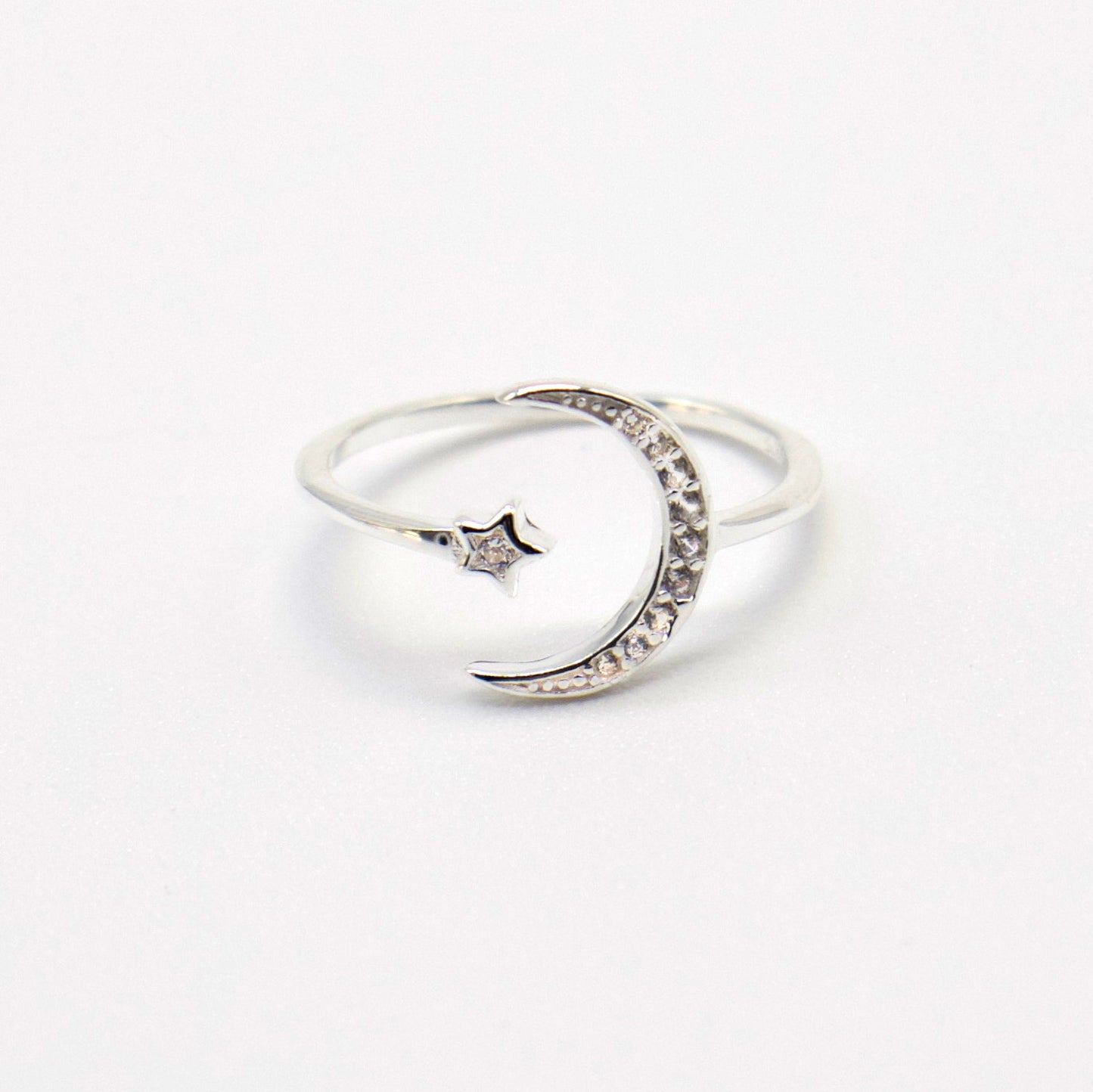 Moon & Star Ring, Sterling Silver