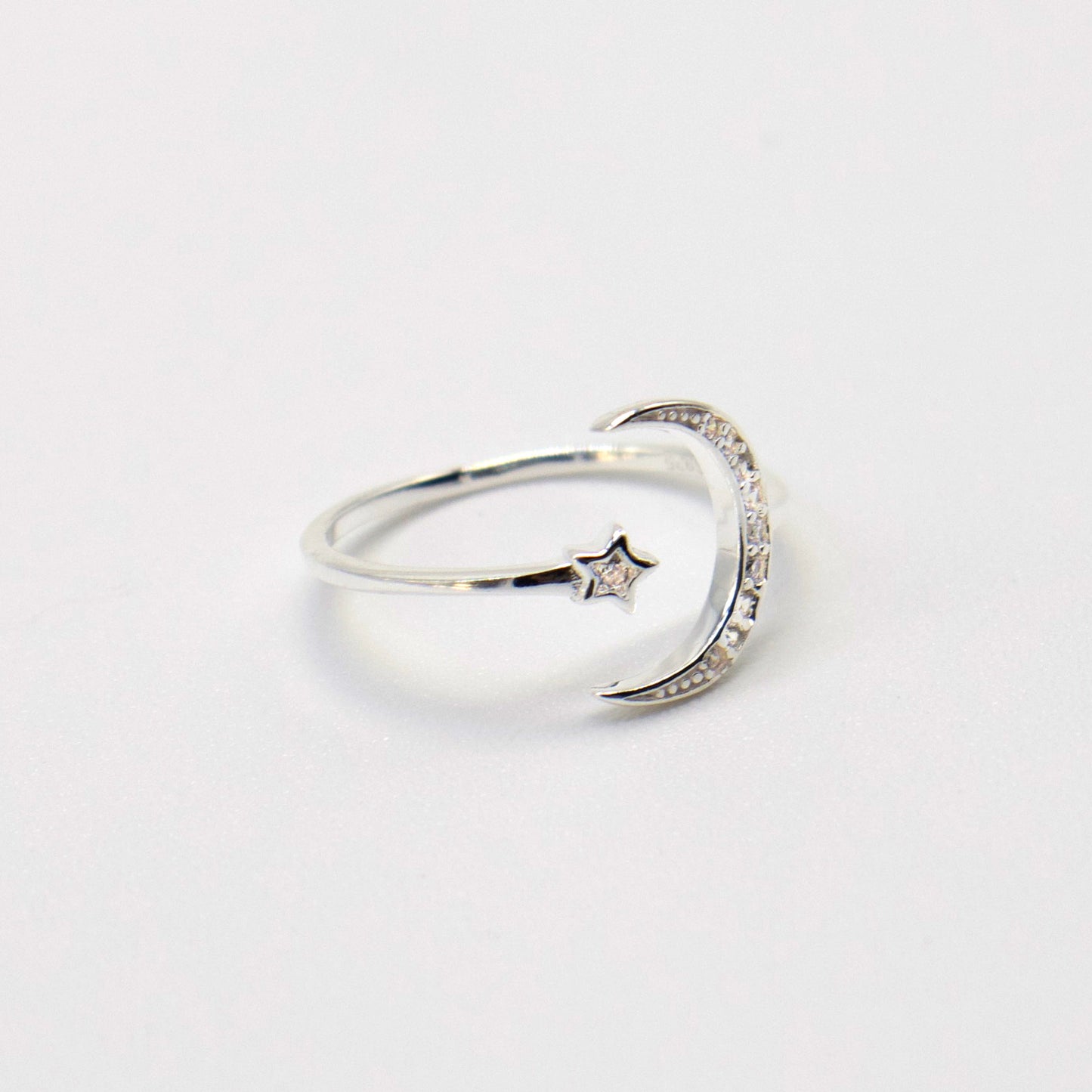 Moon & Star Ring, Sterling Silver