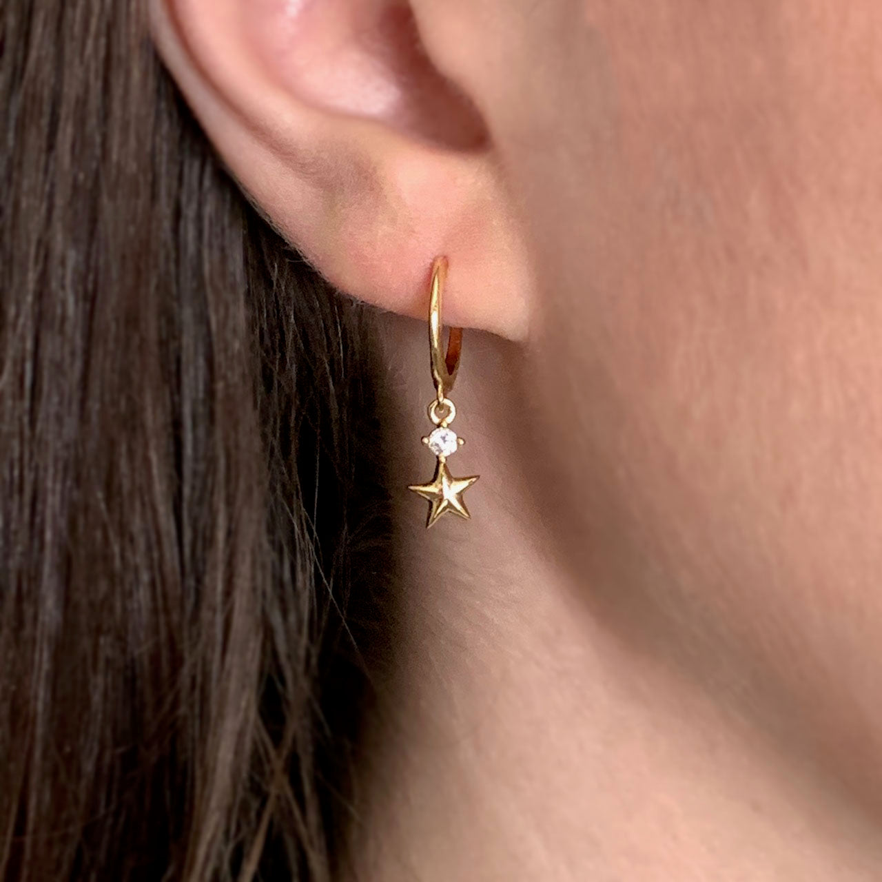 Wishing Star Earrings, Sterling Silver with 14K Gold Plating