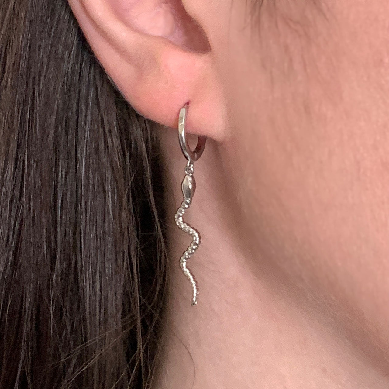 Rising Serpent Earrings, Sterling Silver