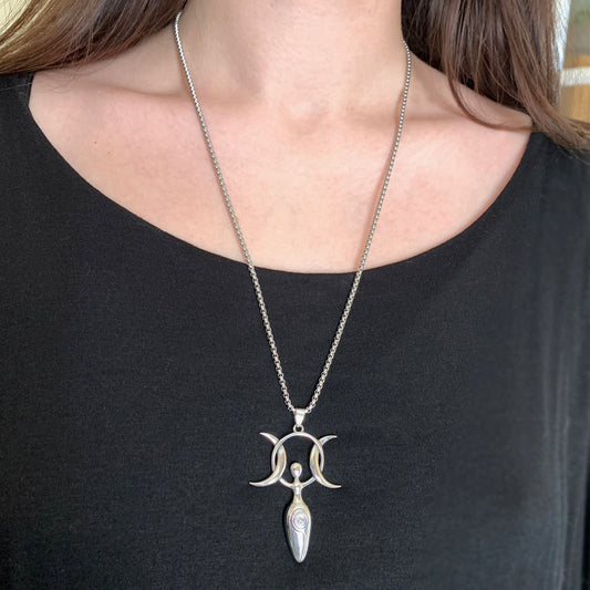 Triple Moon Goddess Necklace