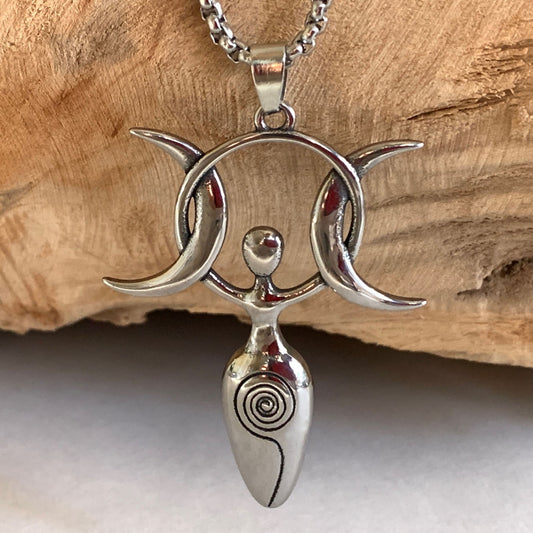 Triple Moon Goddess Necklace