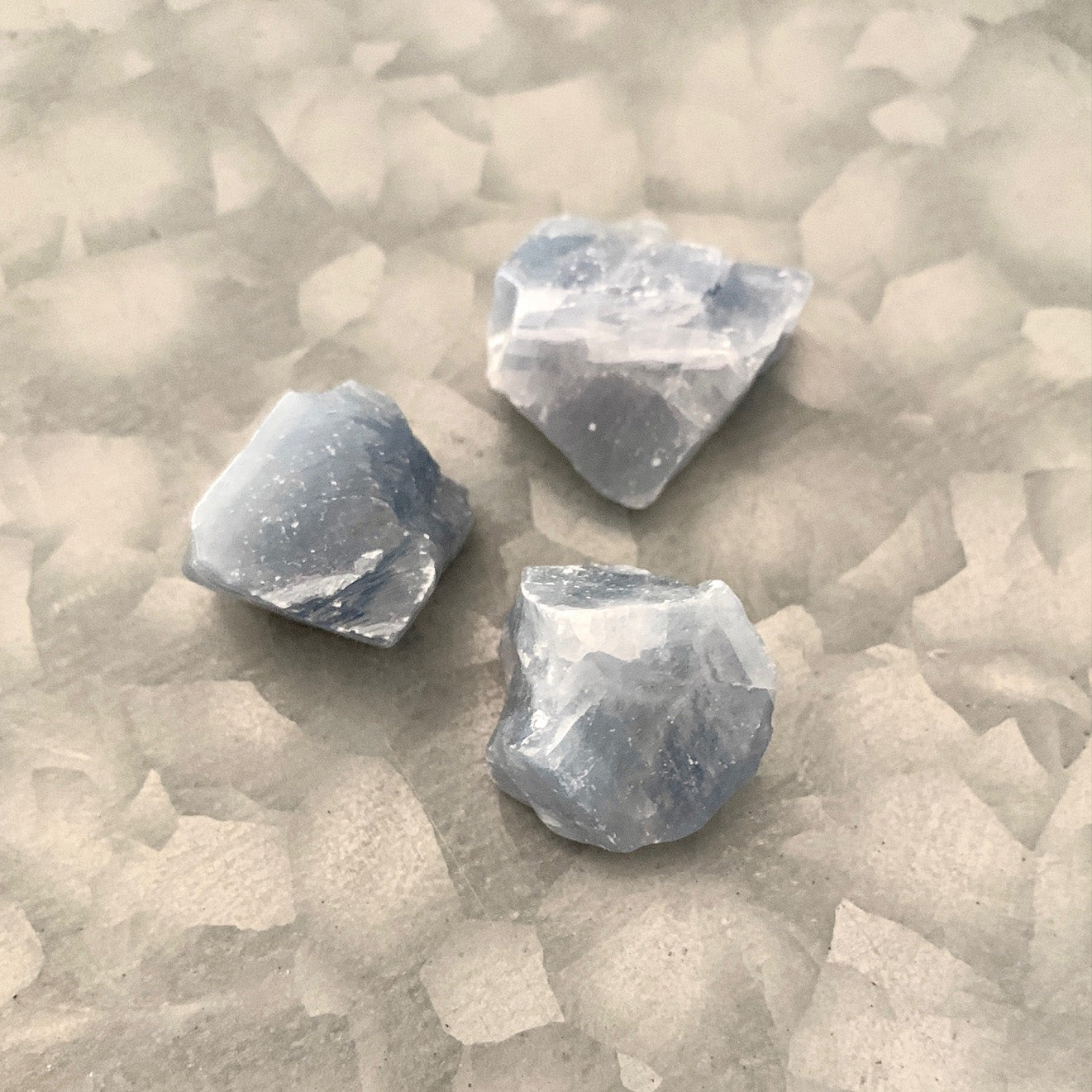 Blue Calcite Stone Set, Rough, Acid Washed