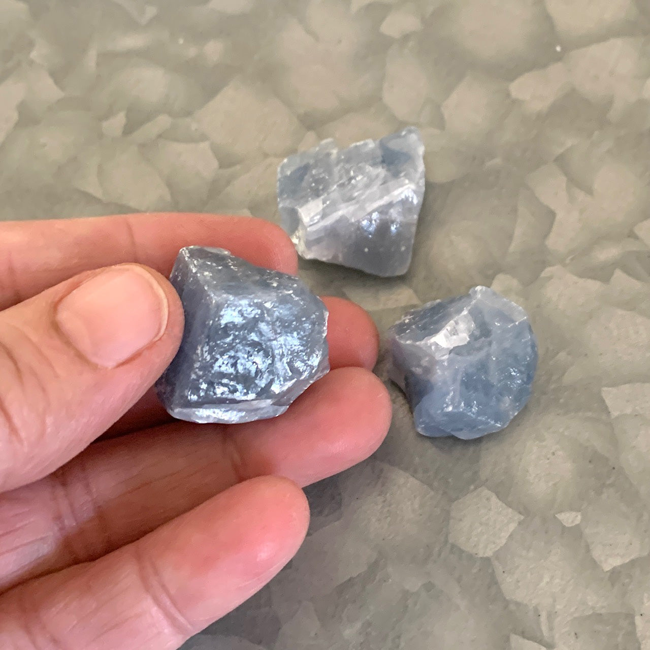 Blue Calcite Stone Set, Rough, Acid Washed